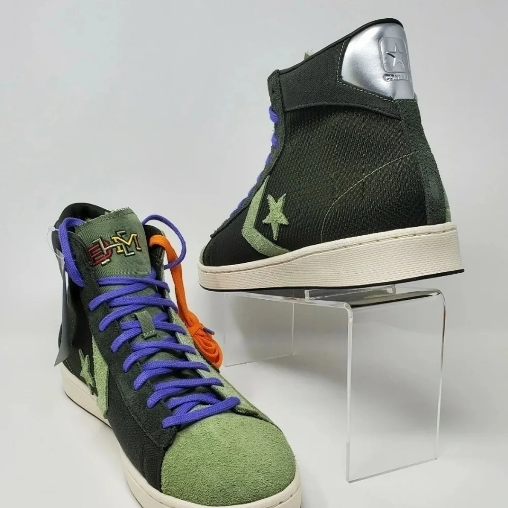 Converse Pro Leather Mid BHM Men Sz 8 Green Sequoia 168273C Black History Month - Picture 5 of 12